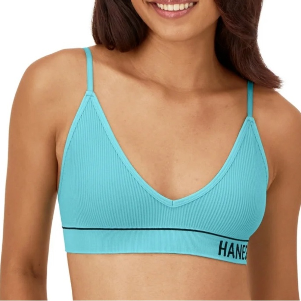 NWT Hanes XS blue bra no wire no padding 1348